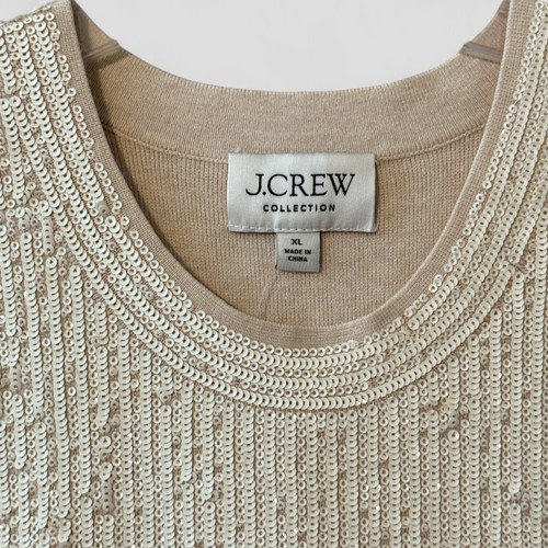 NWT J Crew Collection Sequin Halter Sweater Tank XL White Shimmer Ivory Cocktail - Picture 2 of 7