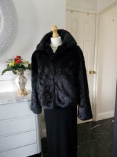  Quiz Faux Fur Hook Front Coat Jacket Black Size 14