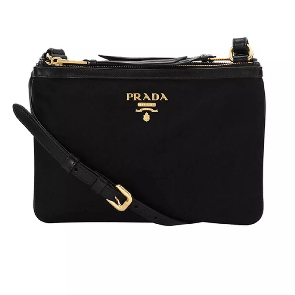 Prada Bandoliera Tessuto Crossbody Bag Black