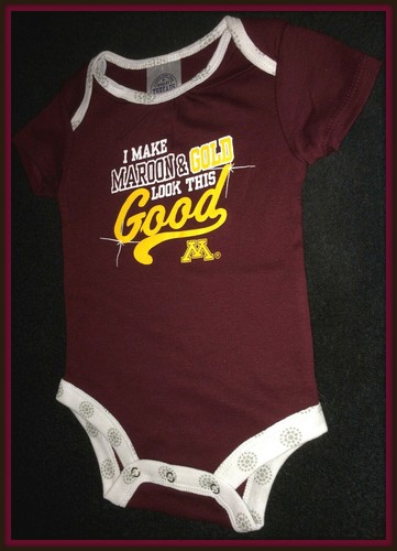 MINNESOTA GOPHERS MAROON & GOLD INFANT ONE PIECE 3 SIZES 0-3, 3-6, 6-9 MONTH 