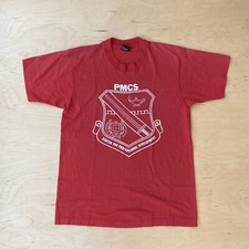 90s Vintage Red "PMCS" Single Stitched T Shirt Tee size L MADE IN USA