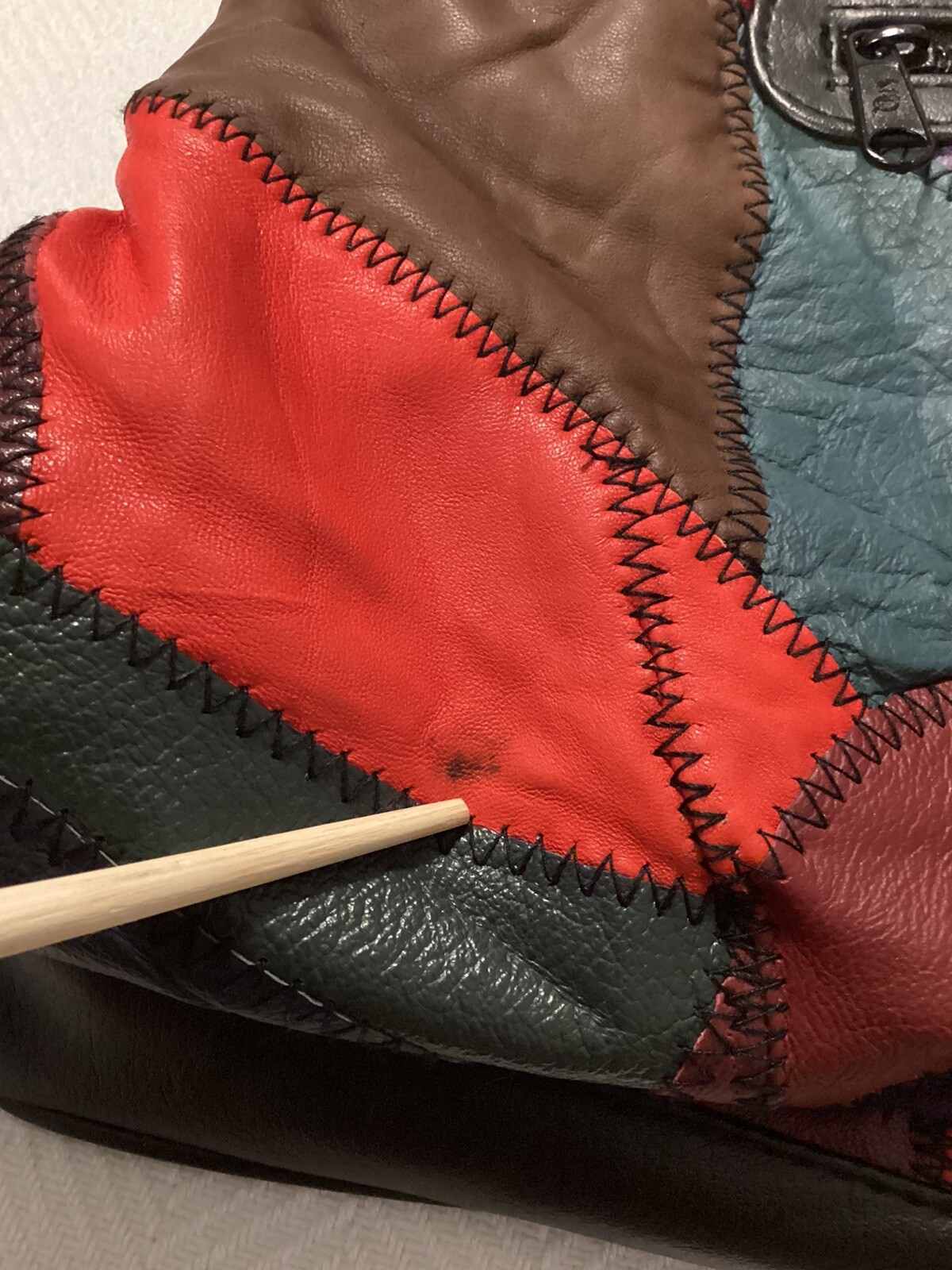 Large Patchwork Leather Vintage Handbag Grunge Pu… - image 20