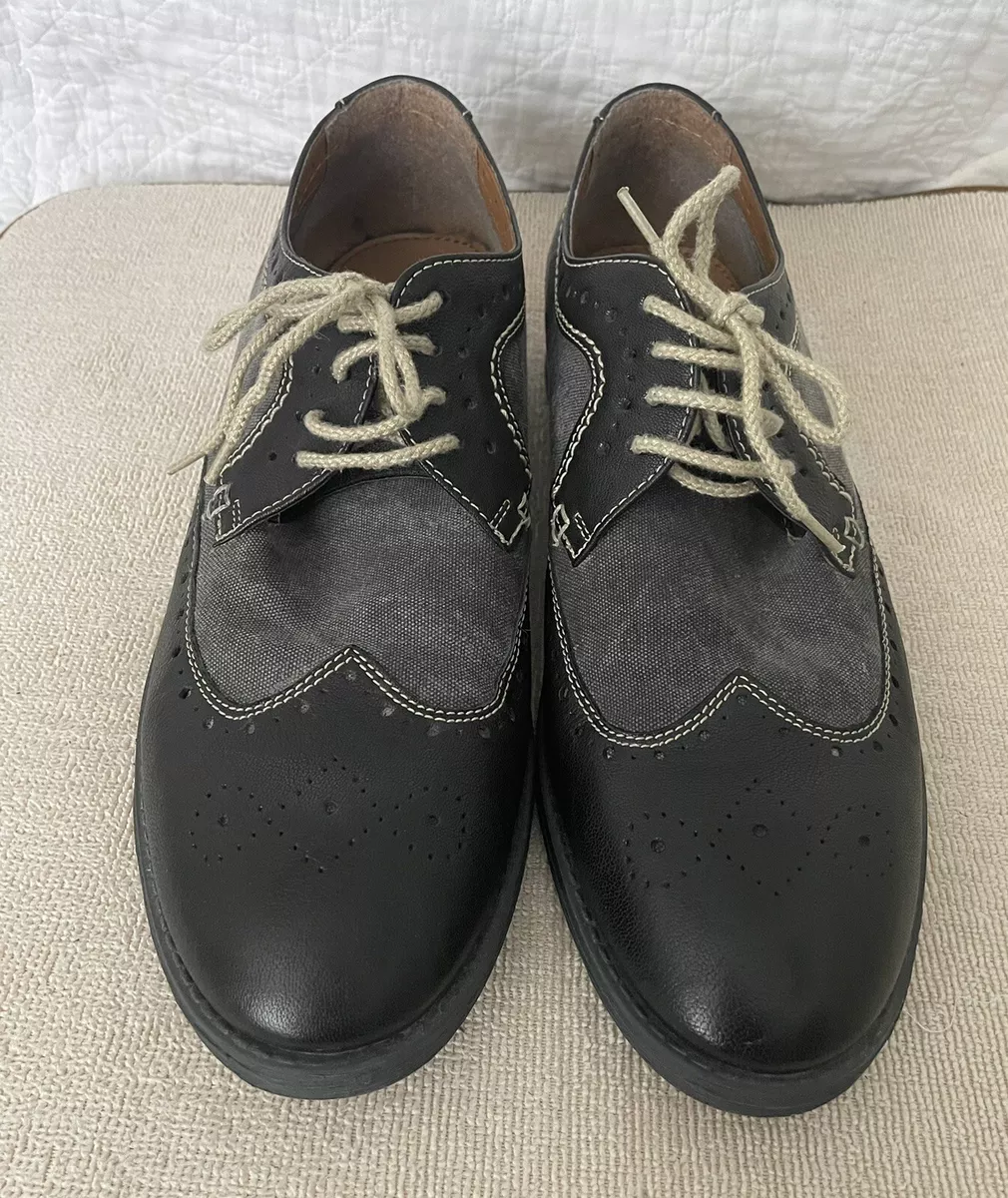 Clarks Collection Saddle Oxfords Leather 2 Tone Black Gray Wingtip Mens 11 Shoes