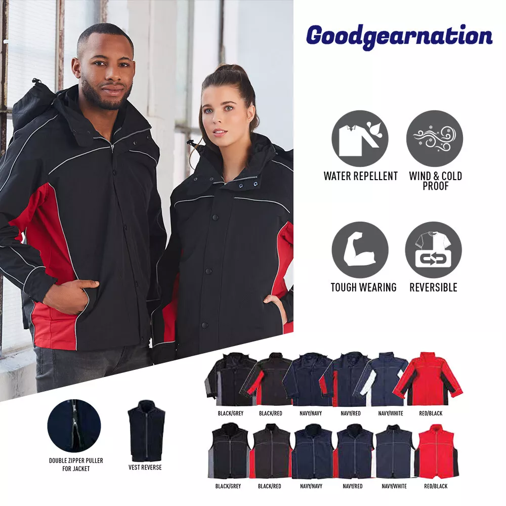 Men s 3 in 1 Jacket Reflective Piping Venture Sport Removable