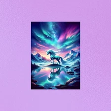 Very Cool Modern Postcard - Unicorn Postcard - Fantasy Postcards, Northern Light