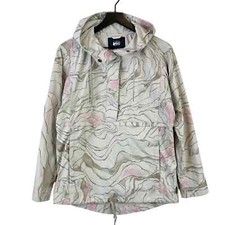 REI XS Womens Pullover Windbreaker Lightweight Jacket Beige Pink Polyester