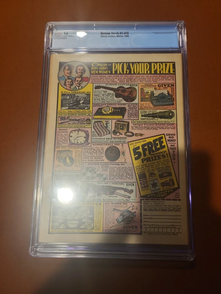 Human Torch #3(#2) CGC 9.0 - Schomburg Cover Hitler Appearance Timely 1940   - Image 4 of 4