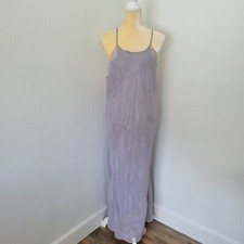 Valerie Stevens Women's Gray Long Nightgown Lace  Embroidery w/ Slit Size L