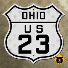 Ohio US Route 23 marker highway sign 1926 Columbus Perrysburg Circleville 16x16