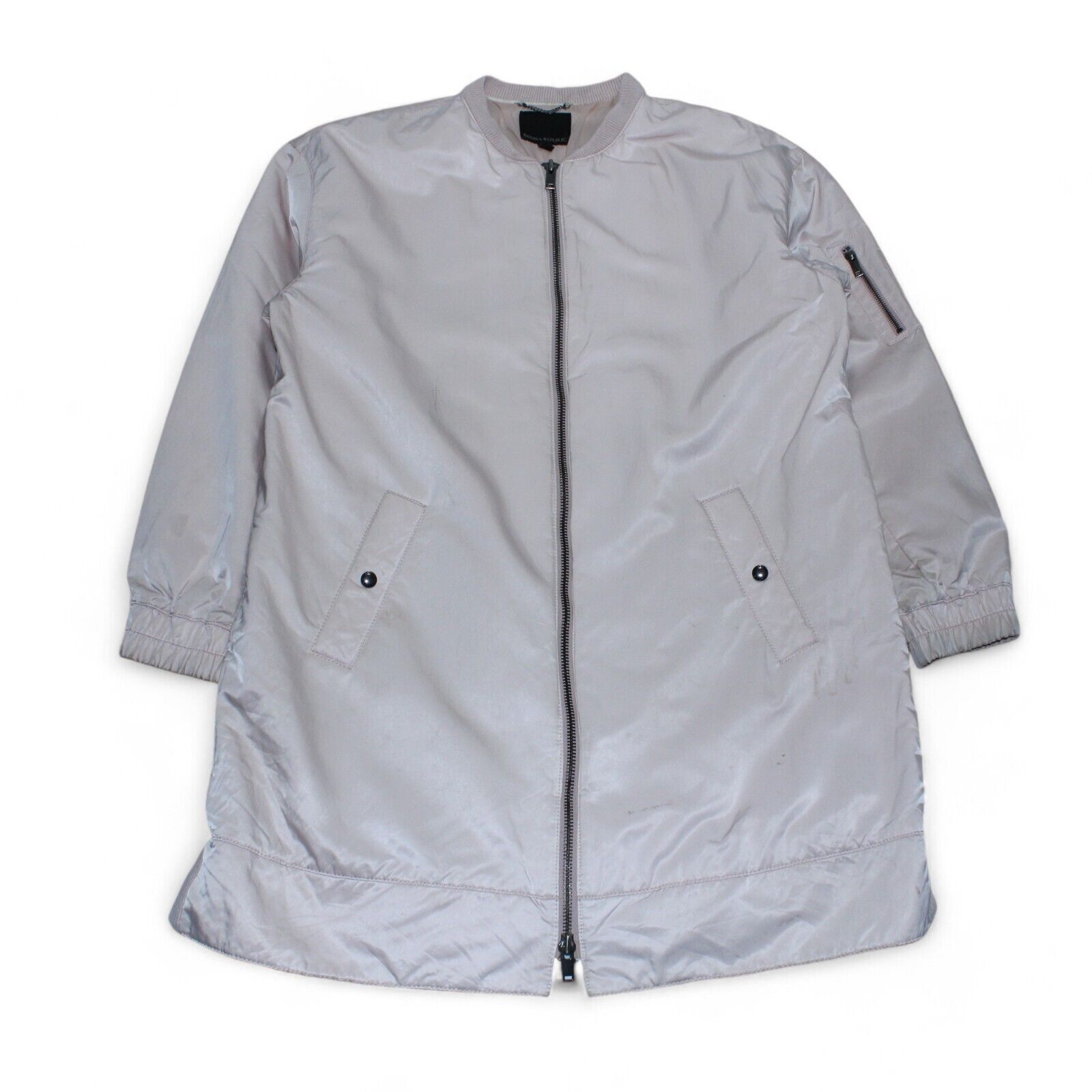 Banana Republic Longline Jacket Mens XL Pale Pink Full Zip Pockets Designer