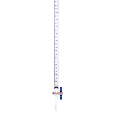 EISCO 25mL Acrylic Burette - Class B - 0.1mL Blue Graduations - with PTFE Key