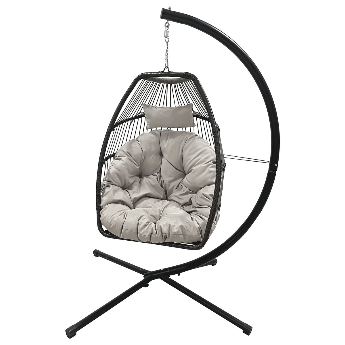 Garden Chair Indoor Outdoor Swing Egg Chair With Black Base, Comfy