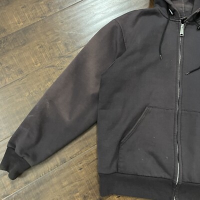 Vintage 90s Carhartt Thermal Lined Zip Up Hoodie Sun-faded Black