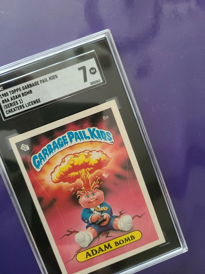 1985 Original Series 1 - 8a -Adam Bomb Garbage Pail Kids Cheaters PSA 7 NM Matte - Image 3 of 4