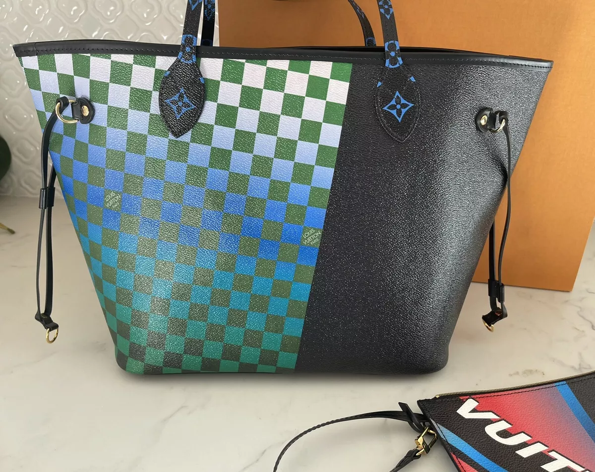 LOUIS VUITTON Damier Race Neverfull MM Noir Rouge MINT with Box ... s l1200