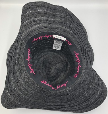 Stella & Dot Black Marina Large Fringed Sun Hat Summer Beach  display picture 3