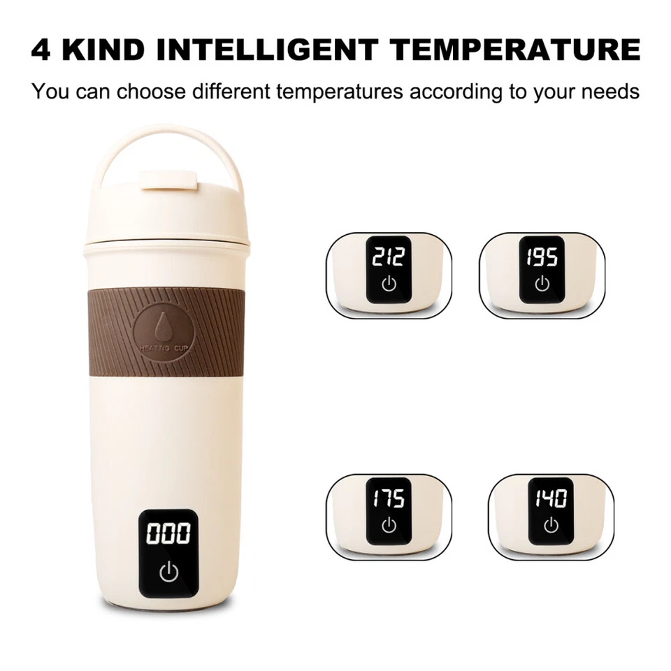 Chaleira elétrica portátil chá café viagem ferver água cozível garrafa LED inteligente - Imagem 4 de 4