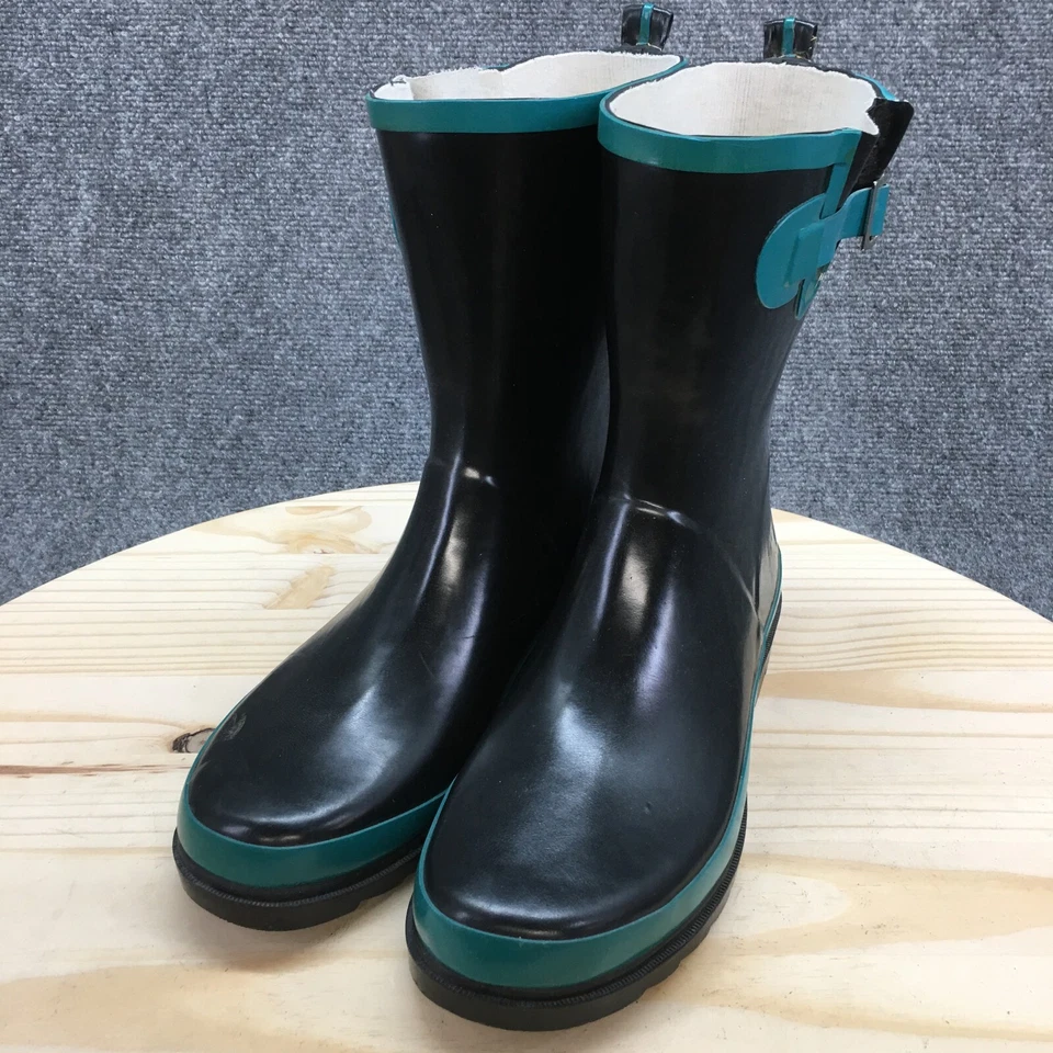 Botas de lluvia Western Chief para mujer 10 negras a rayas traseras impermeables Foto 3 de 4