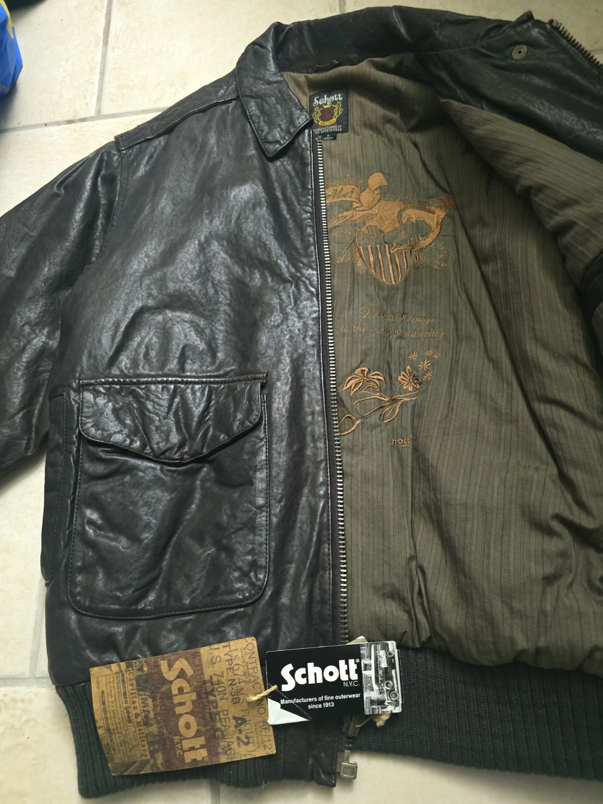 SCHOTT NYC LEATHER NEW  Vintaged JACKET RARE  Brown  w/tags Stunning sz Large  image 1