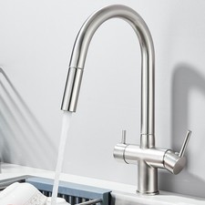 Miscelatore rubinetto cucina 3 vie acciaio 360° monocomando lavello canna ottone