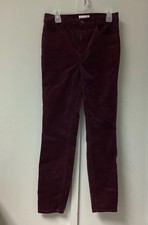 ANN TAYLOR LOFT High Waist Skinny Corduroy Cord Pants Size 27/4 Plum Burgundy