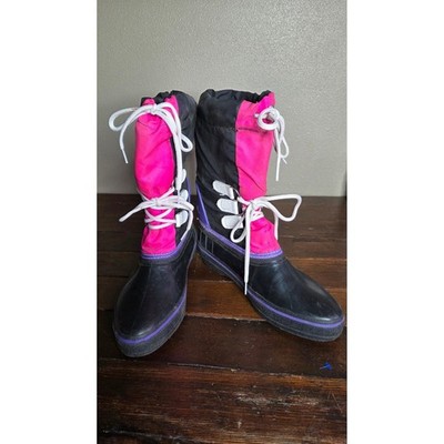 Baffin Snow Boots Women's Size 10 Black Pink Purple Winter Waterproof