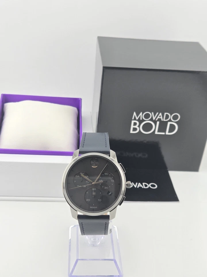 Reloj para hombre Movado Bold 3600720 esfera gris correa de cuero restaurado Foto 3 de 4