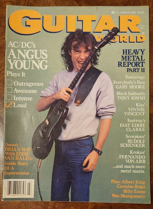 Vintage Guitar World Angus Young AC/DC Brian May Gary Moore metal March 1984