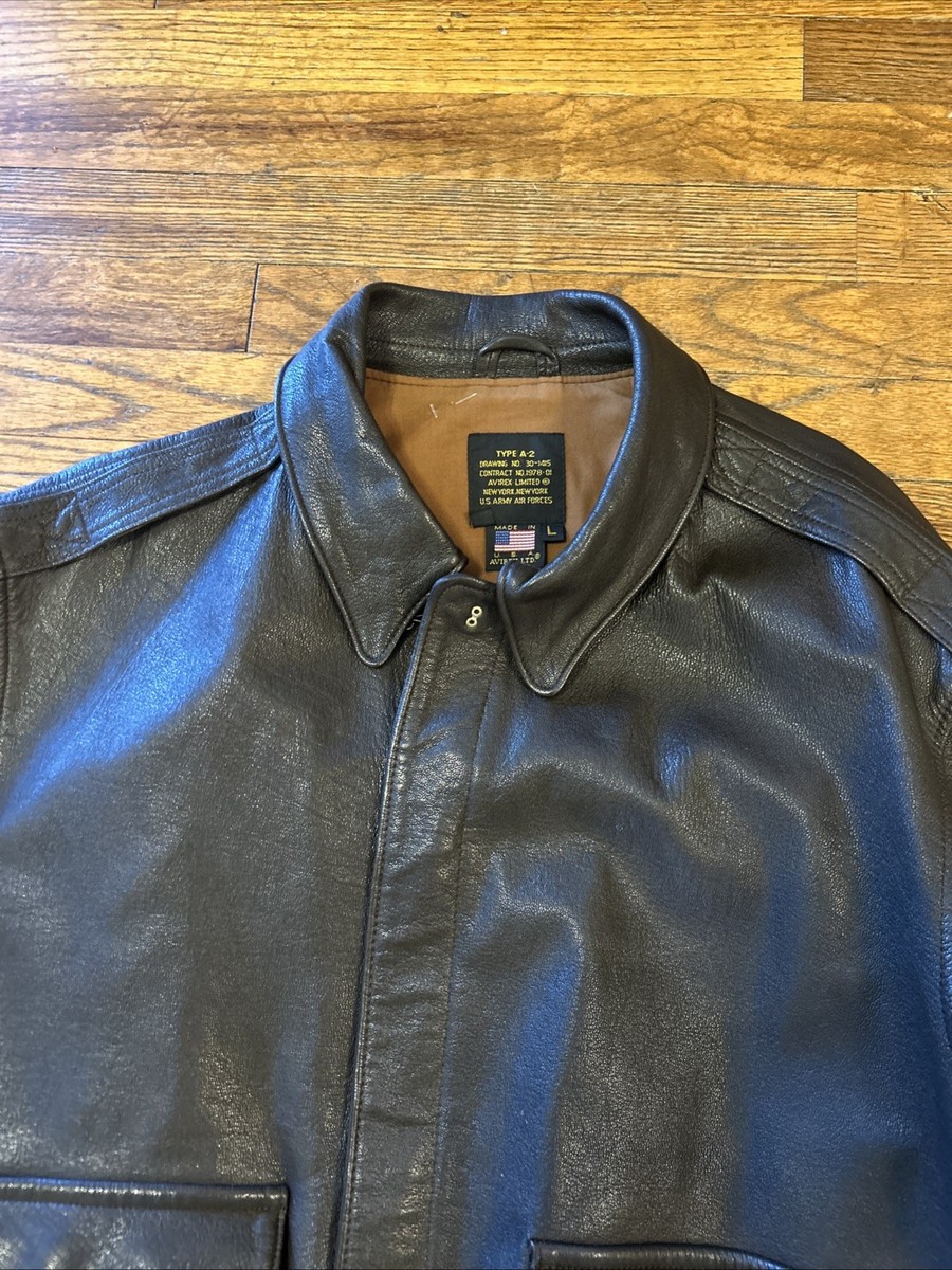 Avirex Type A-2 Flight Jacket Brown Leather Bomber Military