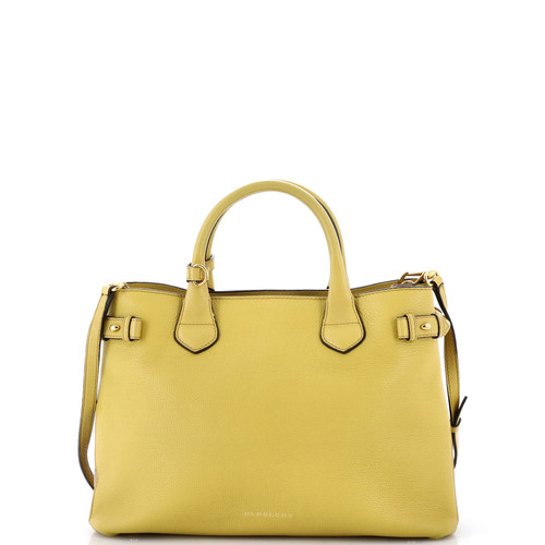 Burberry Banner Tote Leather and House Check Canvas Medium
