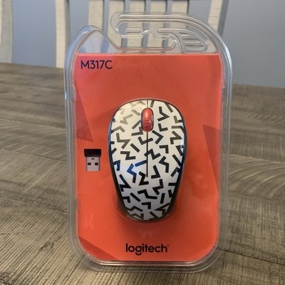 Logitech M317C Wireless Optical Mouse Black White Red Design Scroll Wheel New