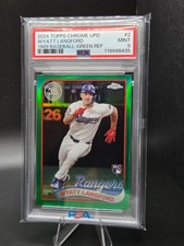 WYATT LANGFORD 2024 TOPPS CHROME 1989 35TH ANNIVERSARY GREEN RC /99 PSA 9 MINT