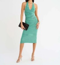 RUMOURED Bodycon Summer Open Back Dress Everglade Green Cocktail Party Halter XS