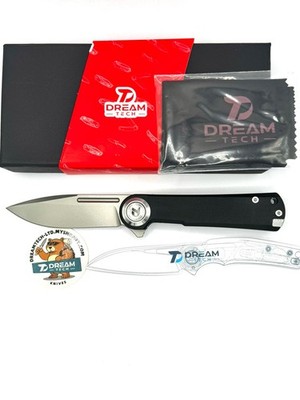 Dreamtech Folding Knife 3'' Satin Finish D2 Tool Steel Blade Black G10 Handle