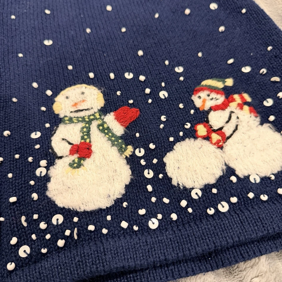 Breckenridge 大号拉链海军蓝毛衣背心圣诞节冬季雪人外观 — 第 4/4 张图片