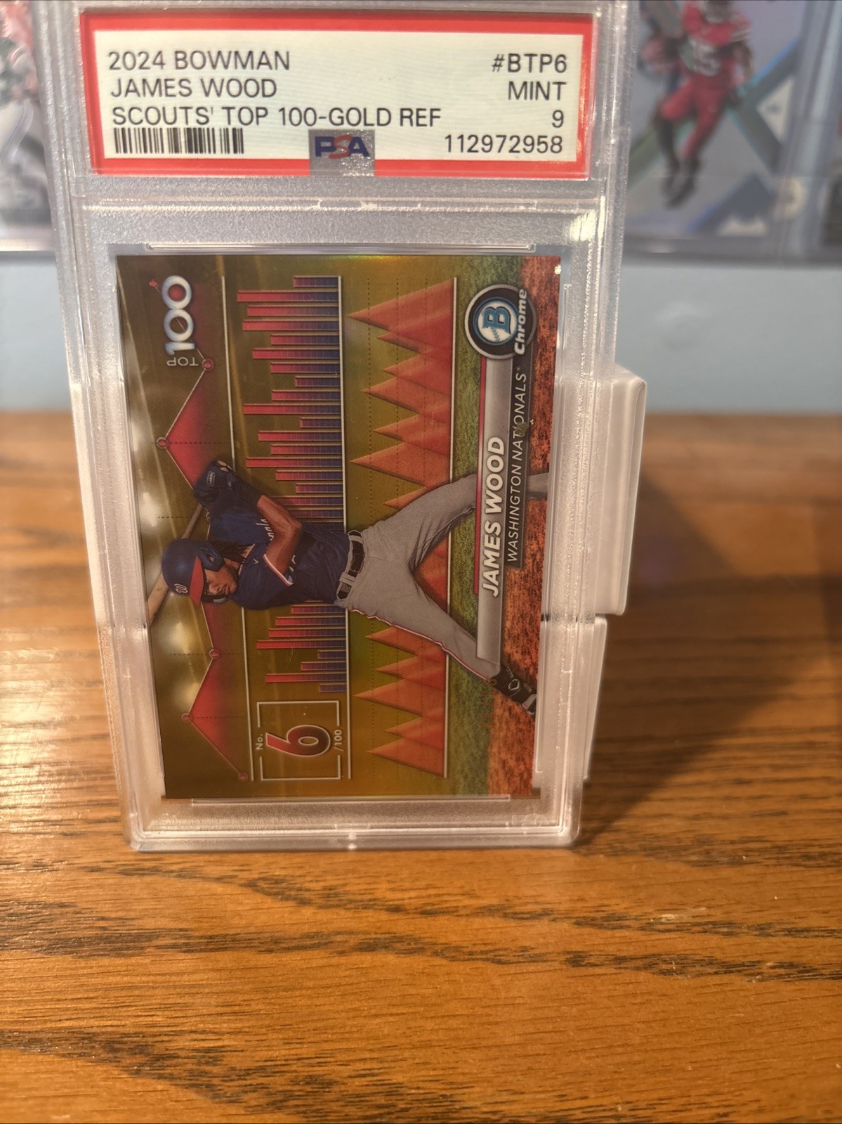 2024 Bowman Bowman Scouts Top 100 James Wood #BTP-6 Gold Refractor /50 (RC)