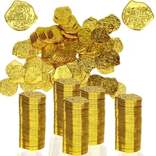 100 PCS Pirate Gold Coins Plastic Play Treasure Coins Pirate Treasure Fake Kids