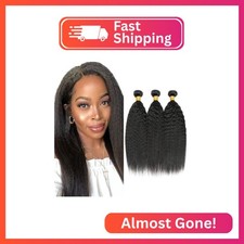  1B Human Hair Bundles Natural Color Kinky Straight Bundles 18 20 22 Inch Balck