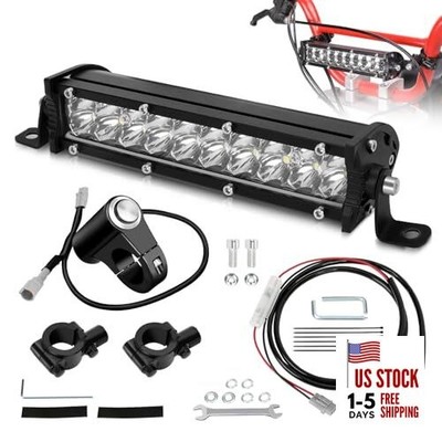 Universal Motorcycle LED Light Bar & Waterproof Headlight Switch Kit for 