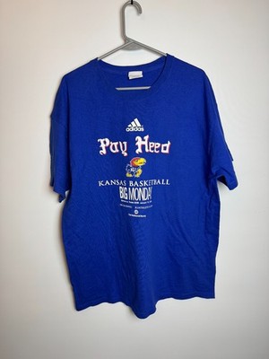 Vintage Kansas Jayhawks ''Pay Heed'' Big Monday adidas Basketball Tee XL Blue