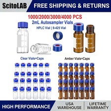 1000/2000/3000/4000PCS 2mL Autosampler Vials HPLC Vials, 9-425 Clear/Amber Vials
