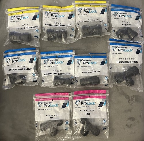 10X Lot SharkBite Pro Lock Fittings Push to Connect 1/2โ, 3/4โ, 1โ (See picture)