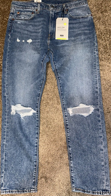 Levi's Men's 512 Slim Taper  Blue Stretch Distressed Jeans Button Zip 5-Pocket