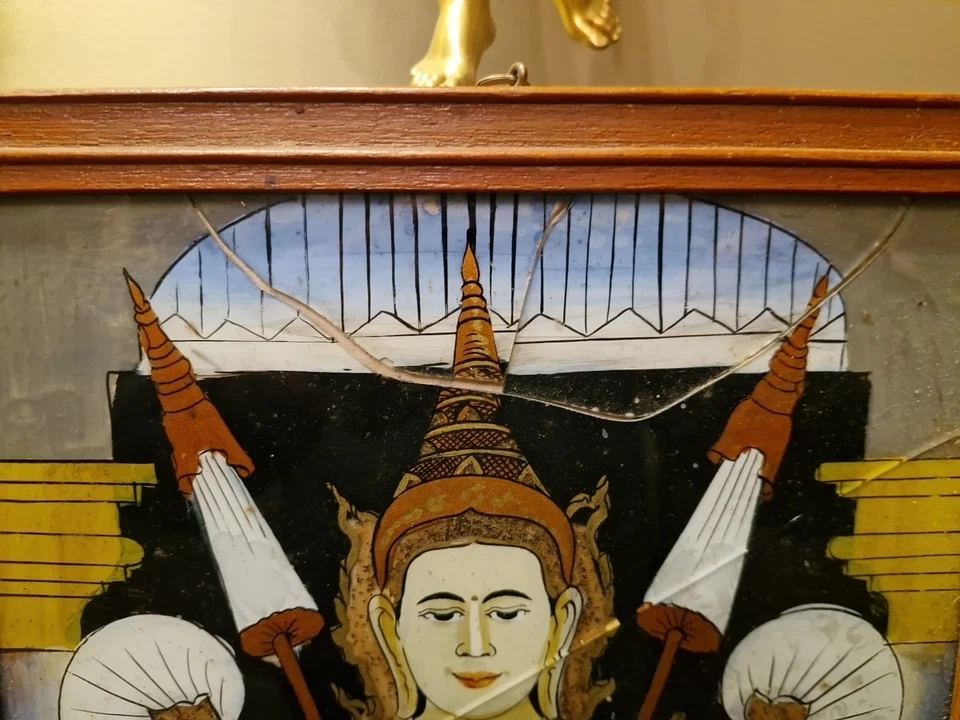 Ancien Fixé Sous Verre Indien? Indochine? - Photo 2/4