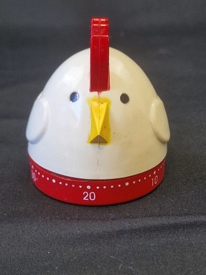 Vintage Huhn Mechanische Küche Kochen Timer Rot Weiß Kunststoff B18