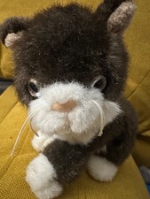 FAO Schwarz Brown White Plush Kitty Realistic Plush Cat