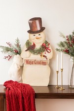 Boardwalk Original 18โ Winter Greetings Snowman Made in the USA Hand Signed