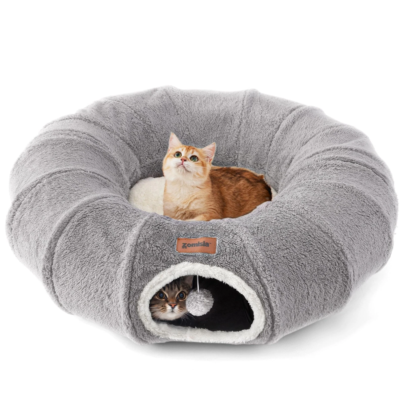 Cat Tunnel Bed for Indoor Cats, Cute Cat Donut Tunnel for Small Large Cats, P...