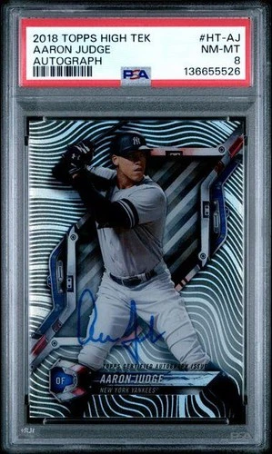 2018 Topps High Tek Autographs #HTAJ Aaron Judge ON CARD AUTO PSA 8 YANKEES