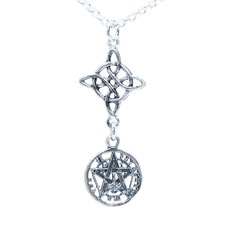 Colgante nudo de bruja y tetragramatón plata 925 con cadena plata